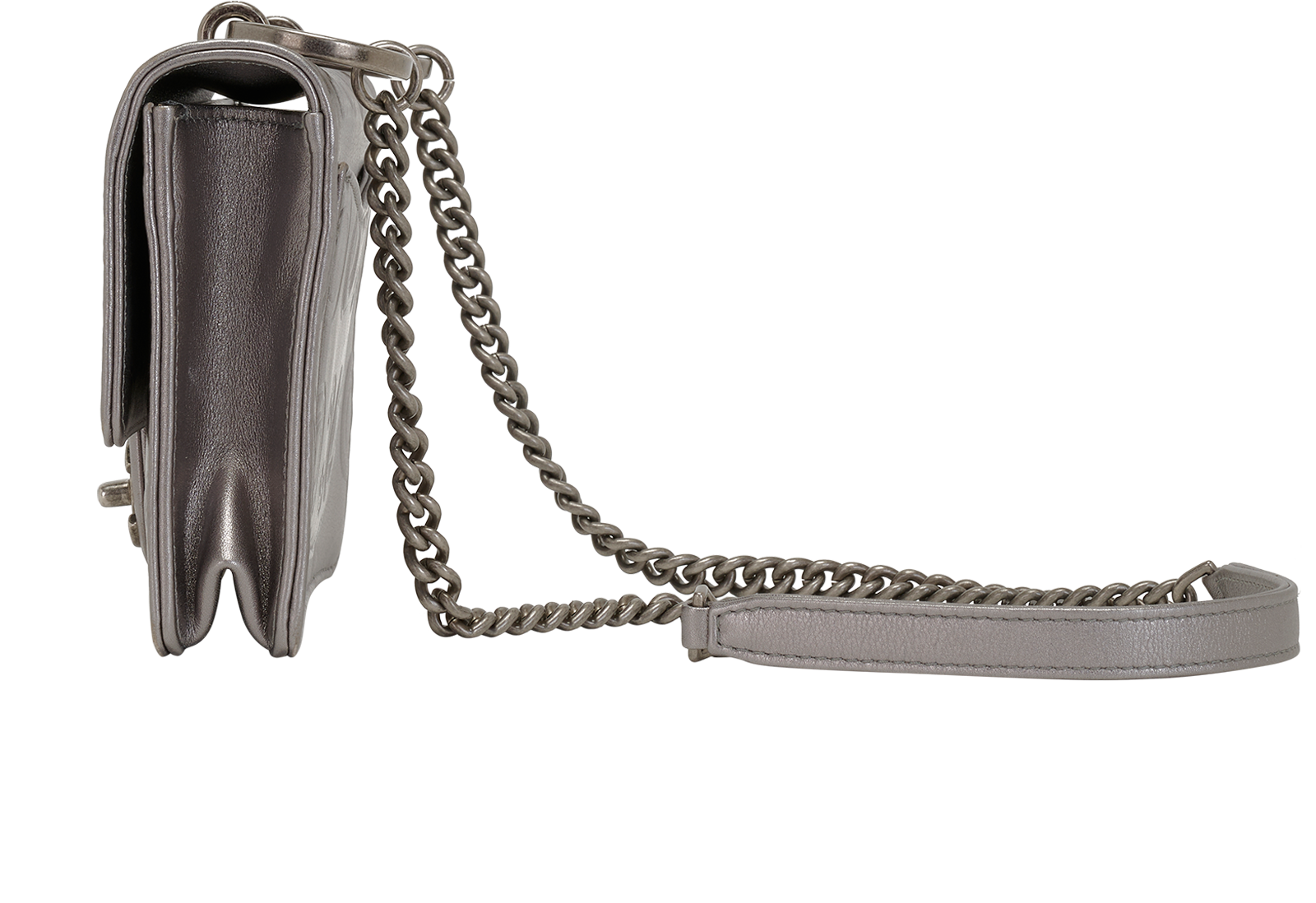 Coco Embossed Mini Flap, &pound;1,900, Handbags, Silver, Pony / Calfskin, Bottom view